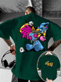 Europäisches und amerikanisches neues Herren-T-Shirt mit Cartoon-Graffiti-Print, bequem, weich, atmungsaktiv, Rundhalsausschnitt, Outdoor-Streetstyle-Oberteil