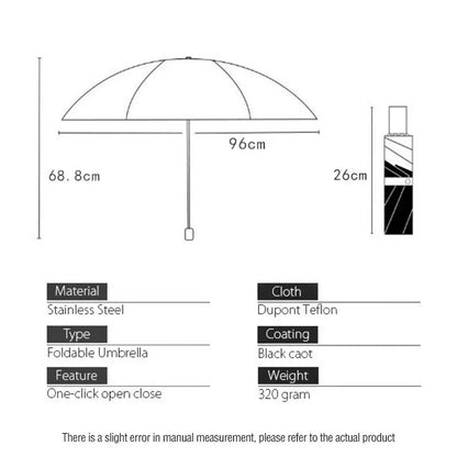 Auto Umbrella Anti-UV 3-Fold Windproof 8 Ribs Parasol