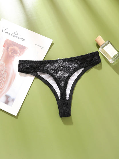 Sexy Damen G-String-Höschen Transparent Mid-Low Rise Damenunterwäsche Color-Block Damen Intimates Dessous