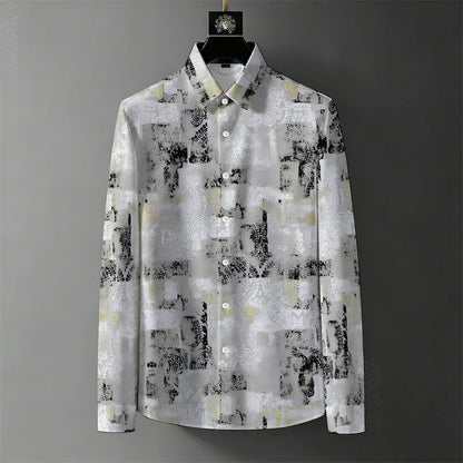Men's Retro Baroque Print Business Casual Shirt