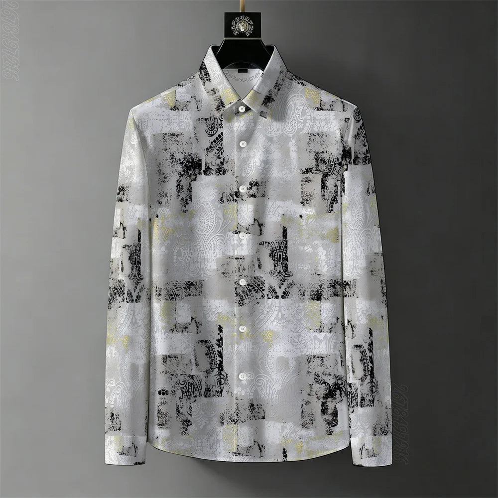 Men's Retro Baroque Print Business Casual Shirt