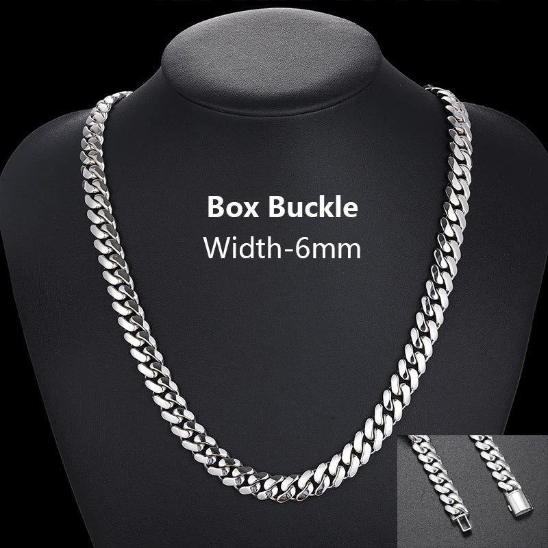 Solid Heavy S925 Sterling Silver Miami Cuban Link Chain for Men 18K Gold 6mm-22mm Jewelry Choker Necklaces