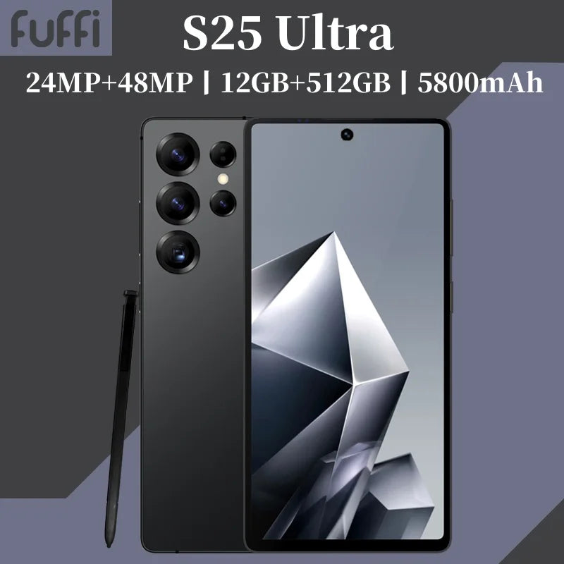 Global Vision S25 Ultra Smartphone 5G Android 12 8GB RAM 512GB ROM 6,8 Zoll Telefon 1920x1080HD 24+48MP 4 5G Netzwerk Mobiltelefone
