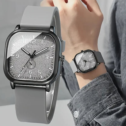 Fashion Square Damenarmbanduhr Lässige Silikonarmband Quarzuhr Sportarmbanduhr für Herren Damen Studenten (Ohne Box)