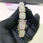 HipHop Jewelry 925silver 10mm Square Clustered Iced Out Green Mixed White Moissanite Bracelet Rock Candy Moissanite Tennis Chain