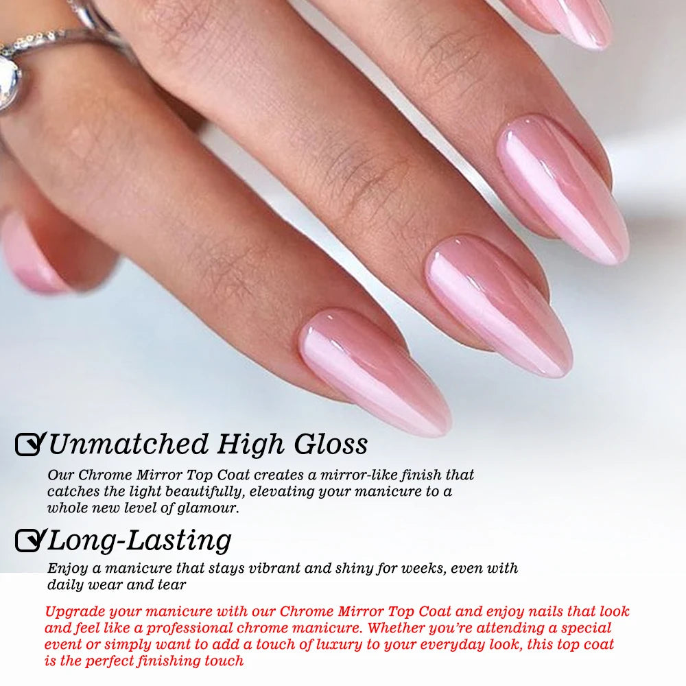KODIES GEL Chrome Top Coat Nail Powder Finish UV Gel Nail Polish 15ML Super Shine Topcoat No Wipe Semi Permanent DIY Nails Art