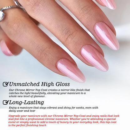 KODIES GEL Chrome Top Coat Nail Powder Finish UV Gel Nail Polish 15ML Super Shine Topcoat No Wipe Semi Permanent DIY Nails Art