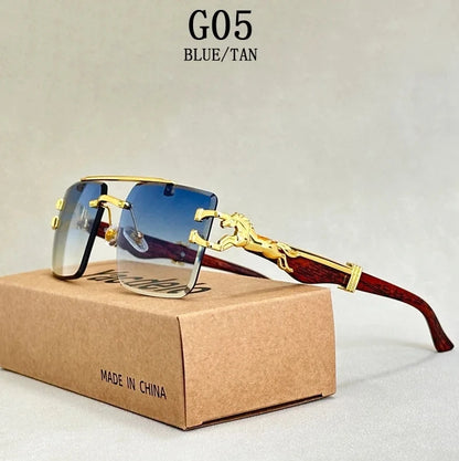 2024 Square Sunglasses For Men New Luxury Vintage Designer Rimless Sunglasses Women Trendy Fashion Glasses Gafas De Sol Hombre
