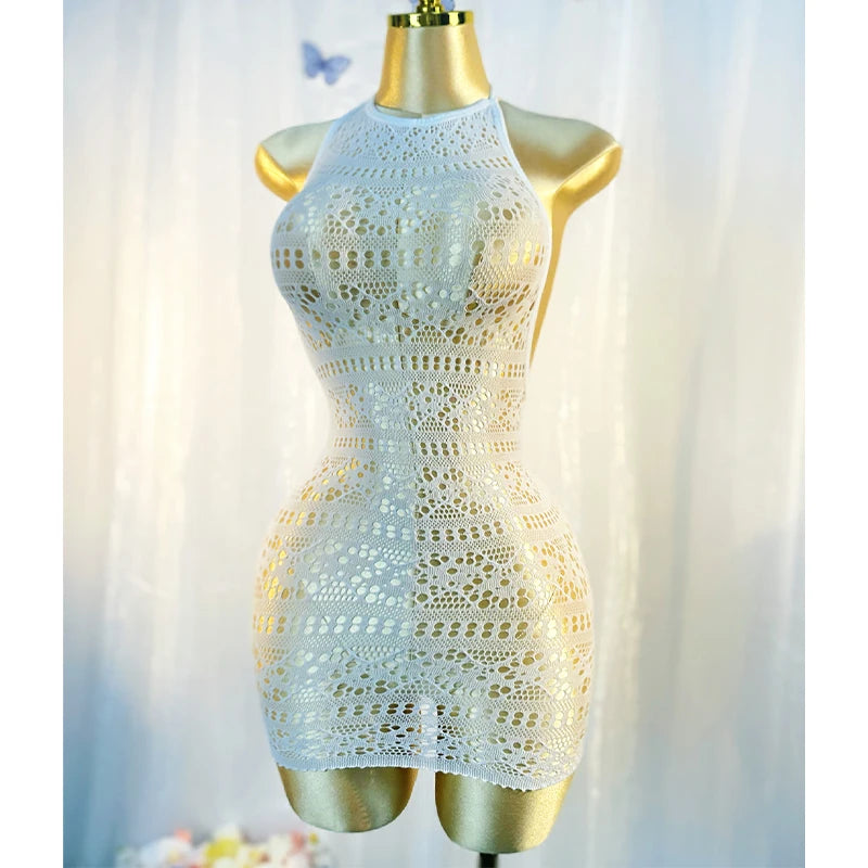 Sexy Strandkleid mit Netzmuster, ohne Bikini, für den Sommerurlaub DSH698