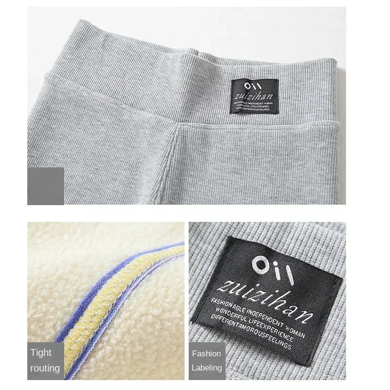 Winter Leggings Thick Thermal Pants High-waisted Leggings Women's Threaded Leggings Comfortable Stretch Leggings Black Thin