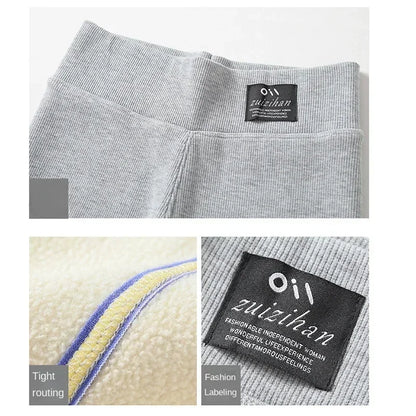 Winter Leggings Thick Thermal Pants High-waisted Leggings Women's Threaded Leggings Comfortable Stretch Leggings Black Thin