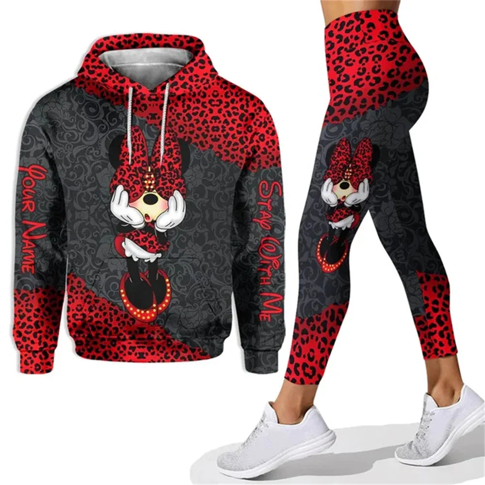 Customized Name Mickey Hoodie Women Hoodie Set Mickey Yoga Pants Sweatpants Women Disney Yoga Hoodie Leggings Fashion Sportswear