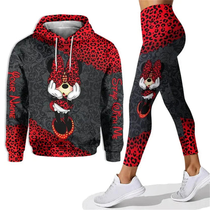 Customized Name Mickey Hoodie Women Hoodie Set Mickey Yoga Pants Sweatpants Women Disney Yoga Hoodie Leggings Fashion Sportswear