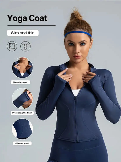 Fitnessjacke, Damen eng anliegendes, schnell trocknendes Oberteil, Herbstkollektion 2025, langärmeliger Sonnenschutz-Stehkragen, Sport Pilates