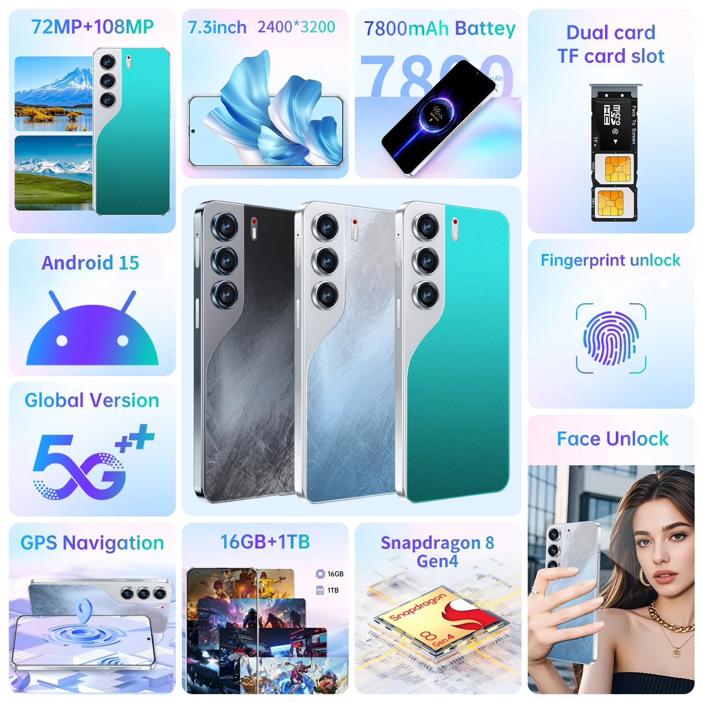 2025 New Camon 40 Pro 5G 22GB 2TB Original Smart 7.3-inch Dual SIM Android 15 Global Version 72+108MP Camera 7800mAh Battery HOT