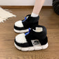 2025 Women's Winter Warm Shoes Plush Lining Indoor Slippers Couples Platform Heel High Top Snow Boots Female Male Home Slipper