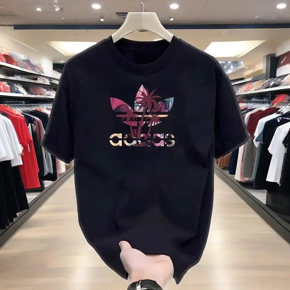 2025 American Retro Printed Short-sleeved T-shirt Men's and Women's Loose and Versatile Top Sports Comfortable Top