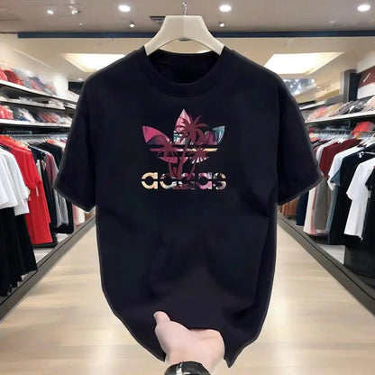 2025 American Retro Printed Short-sleeved T-shirt Men's and Women's Loose and Versatile Top Sports Comfortable Top