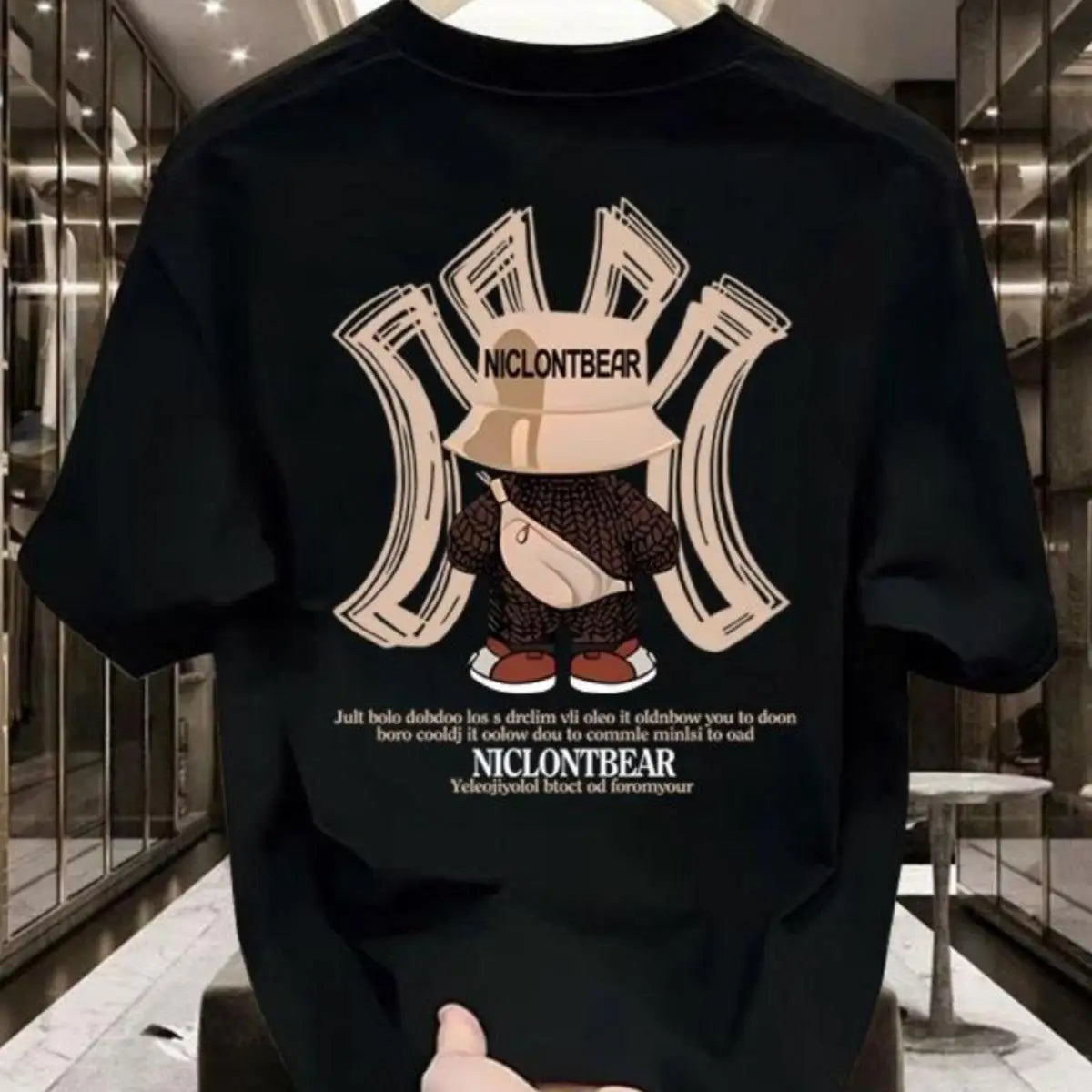 2025 Heavy Cotton Violent Bear Print Short-sleeved T-shirt American Trendy Brand Ins Loose Top Men's and Women's Trend Fashion