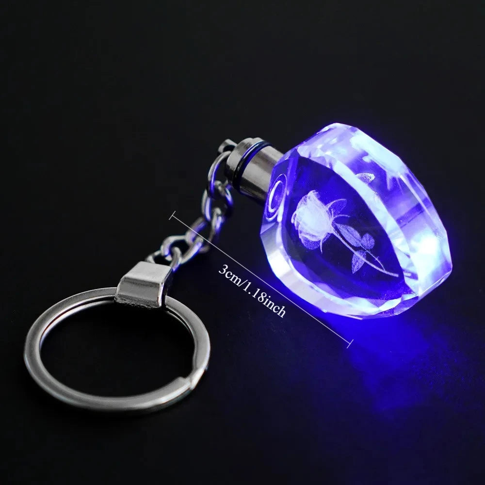 LED keychain with blue light on a black background