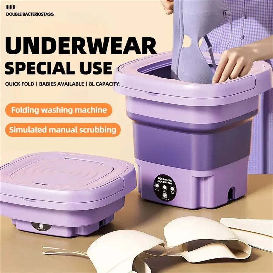 2025 Folding Washing Machine Portable Mini Dehydratable Dormitory Student Socks Underwear Panties Home Appliance Free Shipping