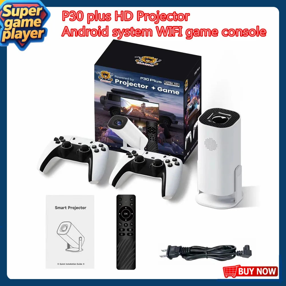 P30Plus Projector game console HD output projector intelligent portable Home WiFi Android11 4k 3D Retro Video Game Consoles
