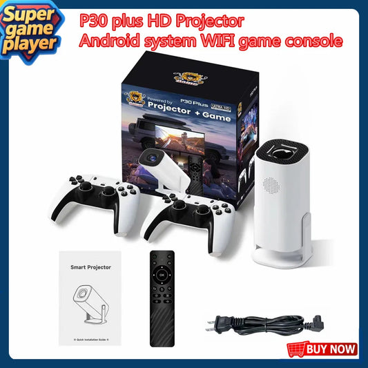 P30Plus Projector game console HD output projector intelligent portable Home WiFi Android11 4k 3D Retro Video Game Consoles