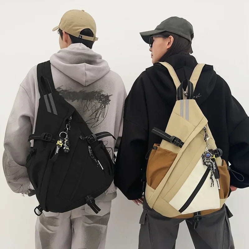 NEU Hip Hop Sport Motorrad Rucksack Männer Frauen Multifunktions Wasserdichte Reise Einzel Schulter Schultasche Crossbody Brusttaschen