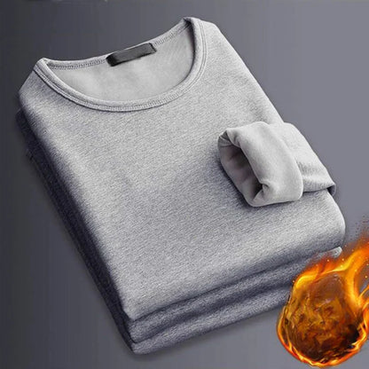 Winter Men's Long-sleeved Thermal Underwear Plus Velvet Padded T-shirt Round Neck Slim Bottoming Shirt Mens Underwear