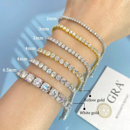 Hip Hop Unisex Moissanit Tenniskette Original 925 Sterling Silber Moissanit Armband Halskette für Frauen Männer Hochzeit Schmuck