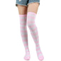 1 Paar stylische knielange JK-Socken, Damen-Streifensocken, hohe Socken, Mädchen-Oberschenkel-Socken. Mehrfarbige gestreifte niedliche Socken