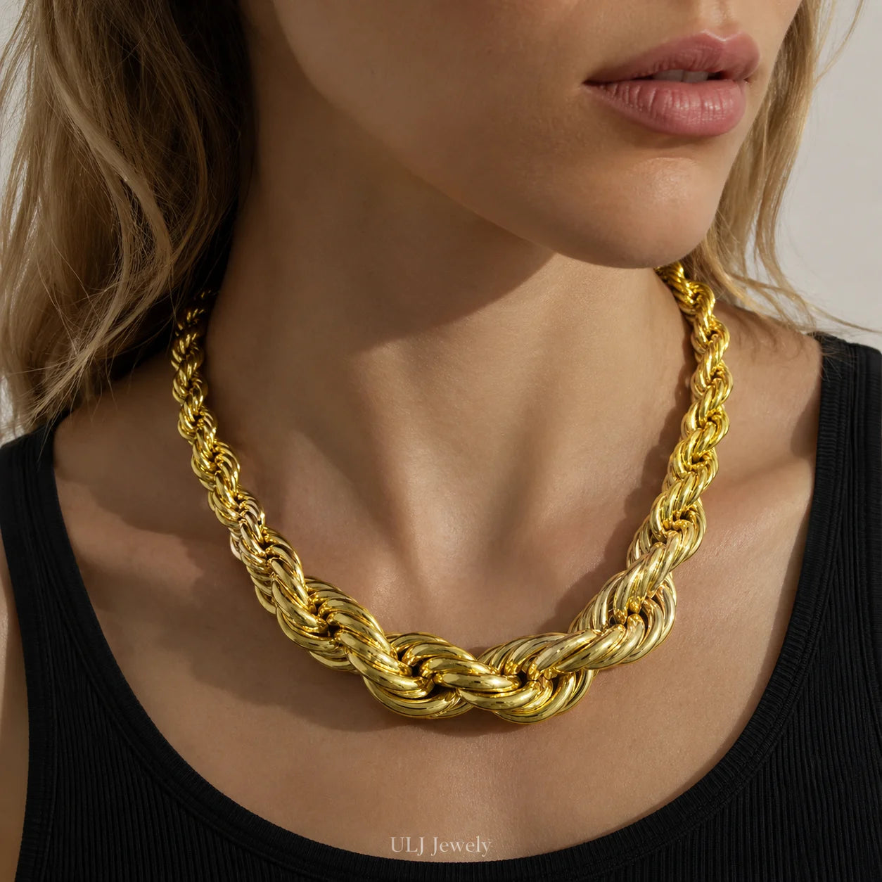 ULJ Hip Hop Street Style Exaggerate Big Chunky  Fashion Unisex Golden Silver Color Cool Jewelry