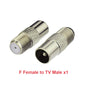 F Type to TV IEC 90 Degree Male Plug Female Jack RF Coaxial Adapter Splitter Gold Plated Connector for Cable TV Satellite TV DVR