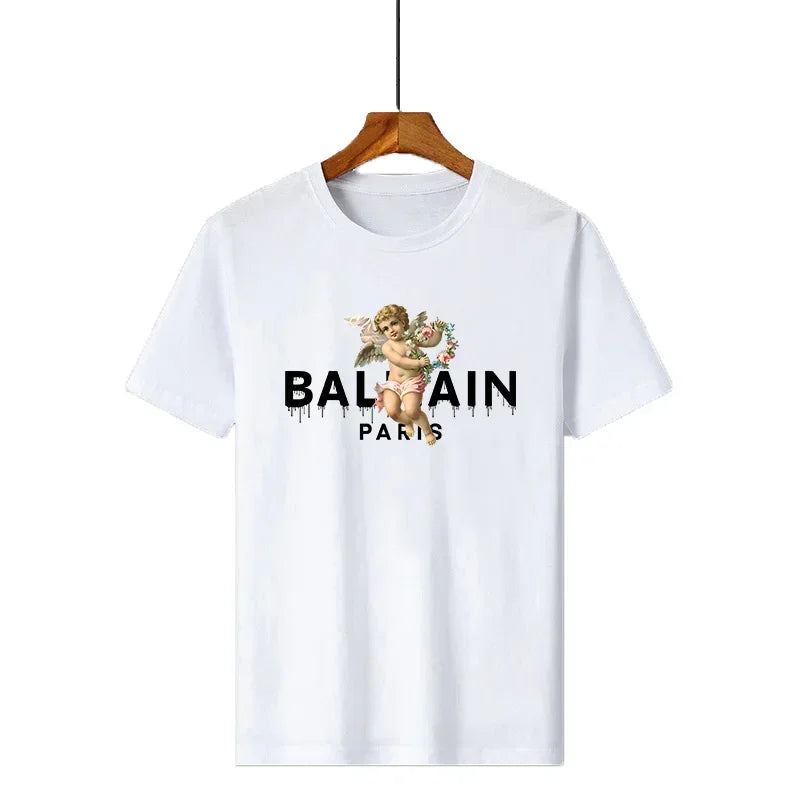 2025 Sommer Luxus T-Shirt Engel Grafikdruck Kurzarm Bequeme T-Shirts Retro Y2k Tees T-Shirt Damen Harajuku T-Shirts
