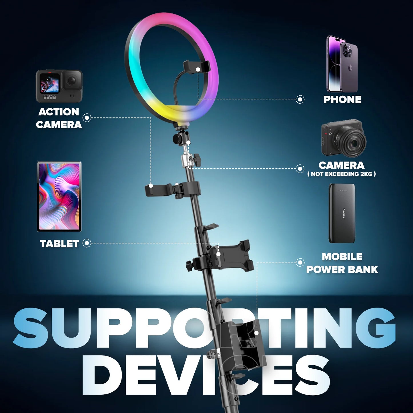 360° Fotoautomaten-Maschine Selfie-Stand Kostenlos anpassbares Logo mit RGB-Licht App-Fernbedienung für Partys und Events mit Koffer