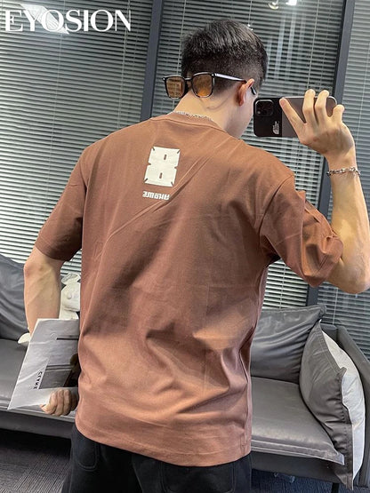 2023 Herren Sommer T-Shirt Sport Fitness Shirt Buchstaben bedruckt Rundhals Locker Koreanisch Halbarm Herren Freizeit Vielseitiges T-Shirt Top