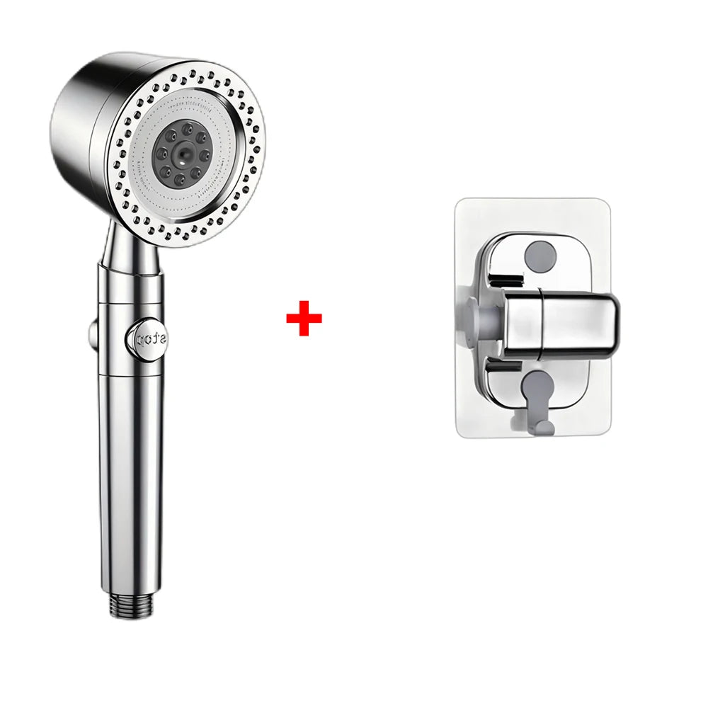 5 Modes Spray Water Saving Shower Head ABS Handheld Spa Showerheads Large Flow Portable Bathroom Filter Shower Faucet Nozzle Set