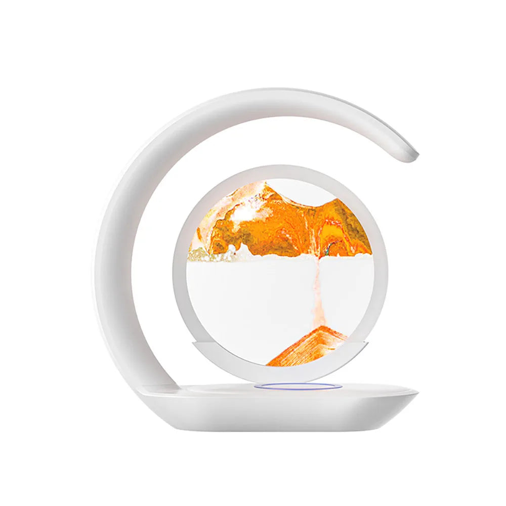 Quicksand Table Lamp USB Wireless Charging 3D Hourglass