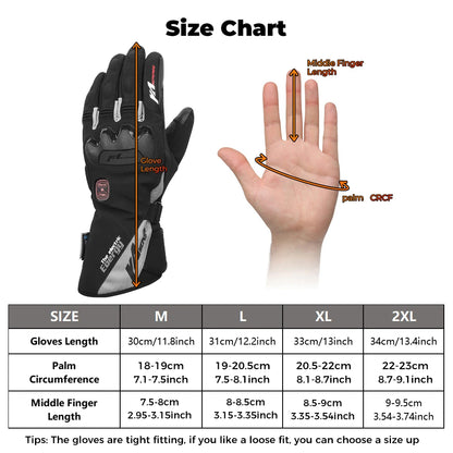 Motorcycle Heated Gloves Touch Screen Winter Warm Skiing Gloves Waterproof Rechargeable Heating Thermal Gloves For Snowmobile