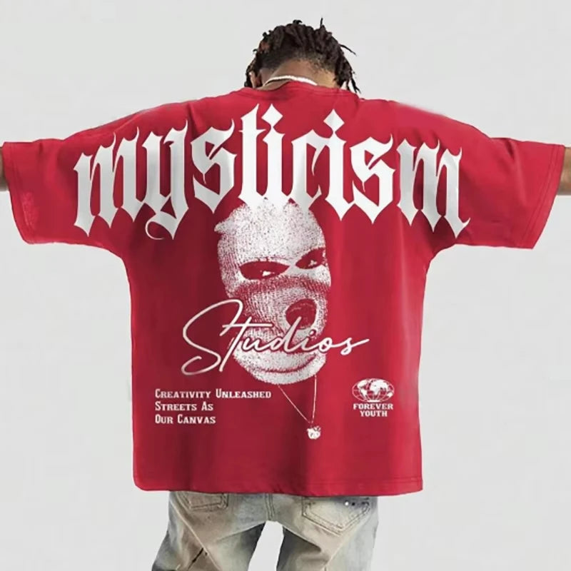 Men's Y2K Retro Style Round Neck T-Shirt Streetwear