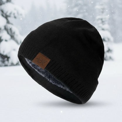 Unisex URGENTMAN Labal Winter Hats Solid Color Knitted Hats For Men And Women Beanie Cap Outdoor Add Fur Lining Warm Sports Hats