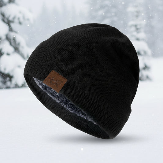 Unisex URGENTMAN Labal Winter Hats Solid Color Knitted Hats For Men And Women Beanie Cap Outdoor Add Fur Lining Warm Sports Hats