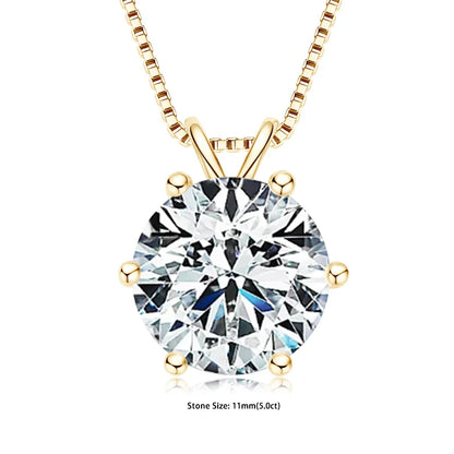 RAPRGOLD Certified 0.5-5ct Moissanite Pendant Necklaces S925 Sterling Silver Solitaire Necklace Chains For Women Jewellry Gifts