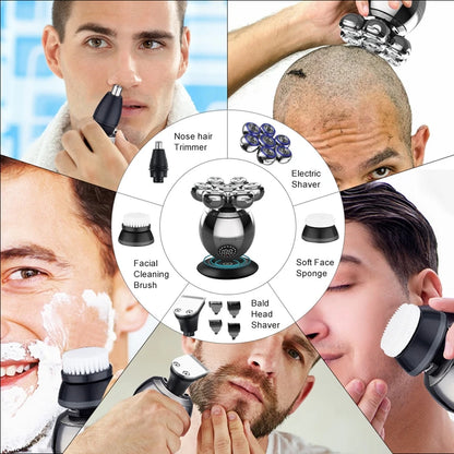 7D Floating Head Electric Shaver for Men — Skull Design, Waterproof & Portable