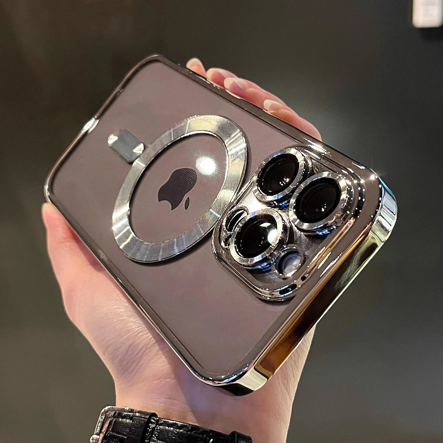 Luxury Magnetic Plating Clear Case For Magsafe Wireless Charging iPhone 11 12 13 14 15 16 17 Pro Max Air Plus Shockproof Cover