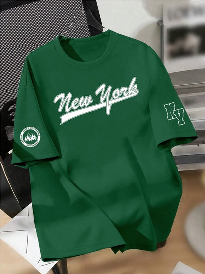 New men's summer design letter print soft and breathable round neck T-shirt summer outdoor street quick drying top