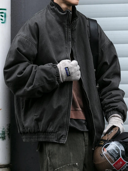 Japanische Vintage Polarfleece Jacke Herren Winter Hochwertige Dicke Jacke Koreanische Streetwear Lockeres Paar Trendiger Warmer Mantel Männlich