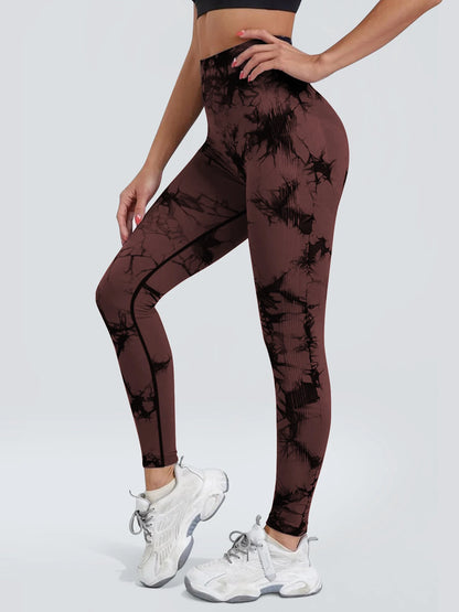 Damen High Waist Nahtlose Leggings – Tie-Dye Yoga-Hose, blickdicht, Fitness- & Workout-Tights