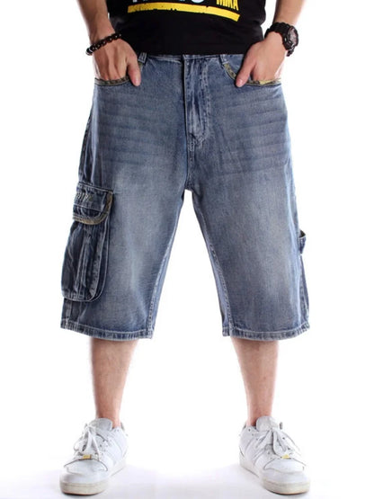 Men's Plus Size Baggy Cargo Denim Shorts Relax Fit Casual