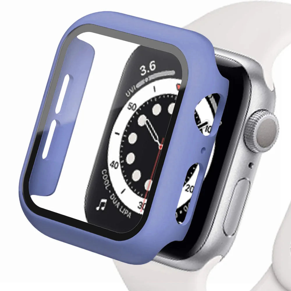 Displayschutzfolie aus gehärtetem Glas+Abdeckung für Apple Watch Zubehör 45mm 41mm 44mm 40mm 42mm Displayschutzfolie Apple Watch Hülle Serie 9 4 5 6 SE 7 8